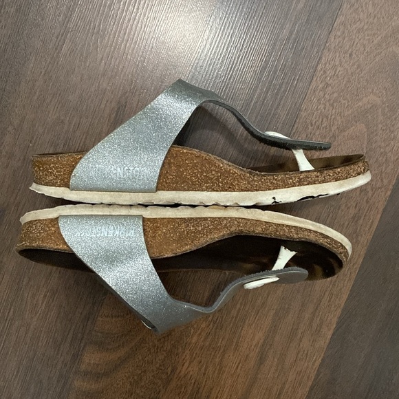 Birkenstock Gizeh Girl Kid Silver Glitter Thong Sandals Size 35 - Picture 4 of 12
